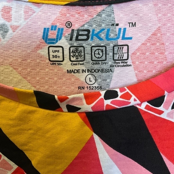 IBKUL Brianna Multicolor Long Sleeve UPF 50+ Air Circulation Top Size Large - Picture 3 of 6